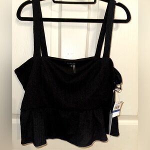 NWT 1. State Black Peplum Tank Crop Top XL summer closet staple party